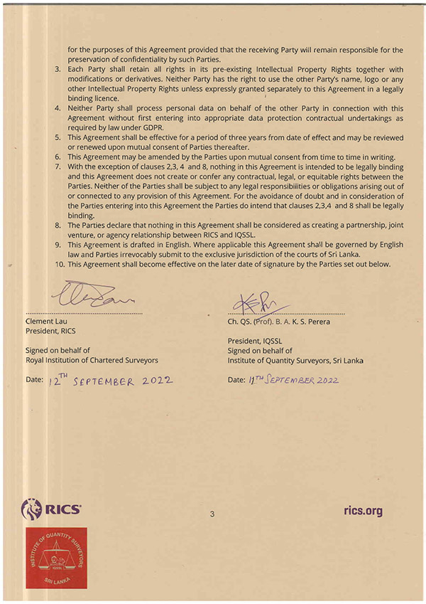 UK RICS IQSSL Reciprocity